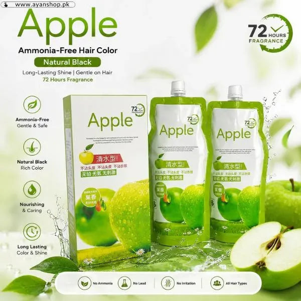 Apple Hair Color 96 Natural Black Ammonia Free Chemical Free Hair Dye Brown Coverage Natural Black And Brown Shades 500x2ml
