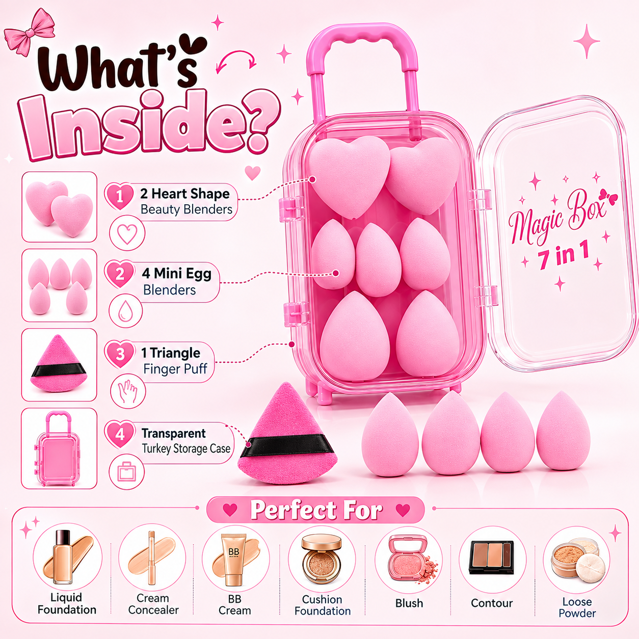 Sweet Beauty 7-in-1 Mini Makeup Tool Set