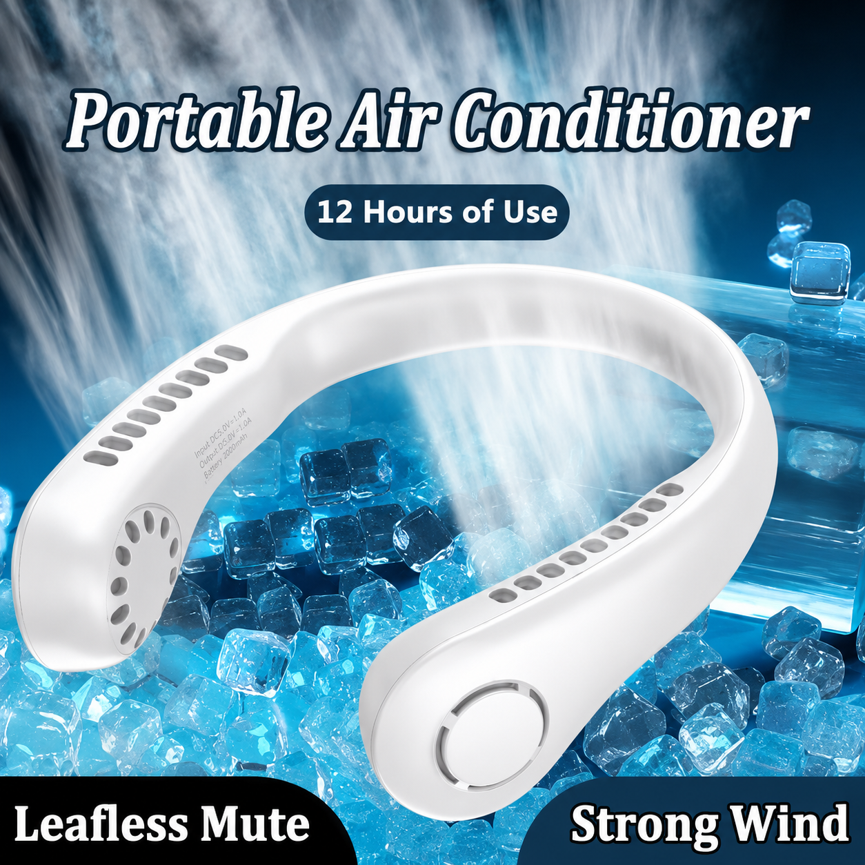 Mini Hanging Neck Fan High Wind 3 Speed Adjustable USB Charging Portable Quiet Super Long Life Outdoor Sports Office Camping (Random Color)