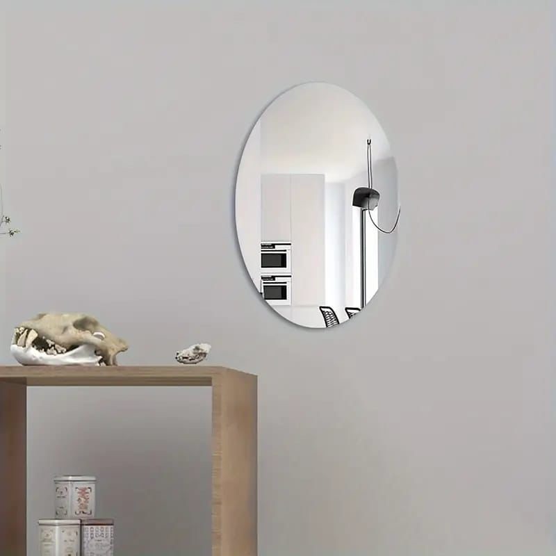 Unbreakable Oval Acrylic Mirror Wall Sticker (20x30cm) – Self-Adhesive HD Reflective Mirror Sheet for Home, Office, and Bedroom Decor