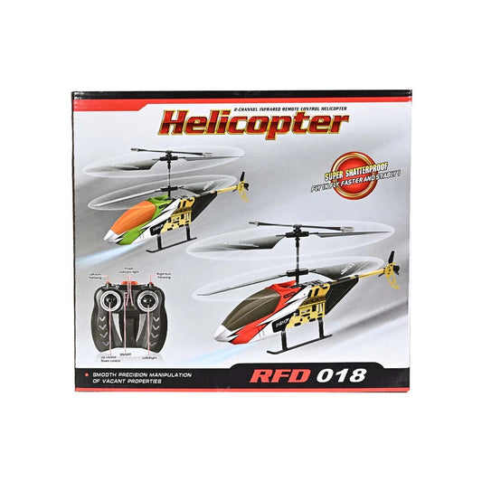 Remote Control Helicopter RFD‑018 | 2D Full Flight | Rechargeable Li‑Po Battery | Night Light Feature (Random Colour)