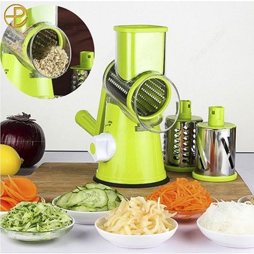 Manual 3‑in‑1 Vegetable Cutter & Drum Grater | Round Slicer | Multifunctional Kitchen Gadget