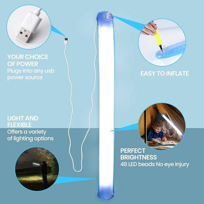 Foldable Inflatable LED Camping Light with Magnetic Base & Storage Pouch