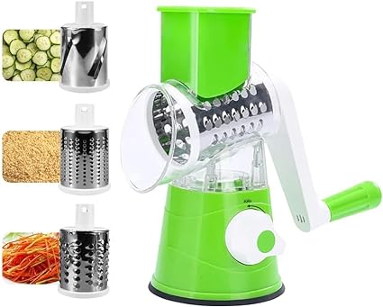 Manual 3‑in‑1 Vegetable Cutter & Drum Grater | Round Slicer | Multifunctional Kitchen Gadget