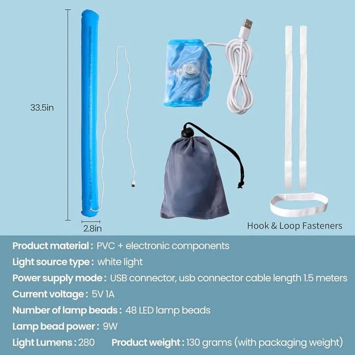 Foldable Inflatable LED Camping Light with Magnetic Base & Storage Pouch