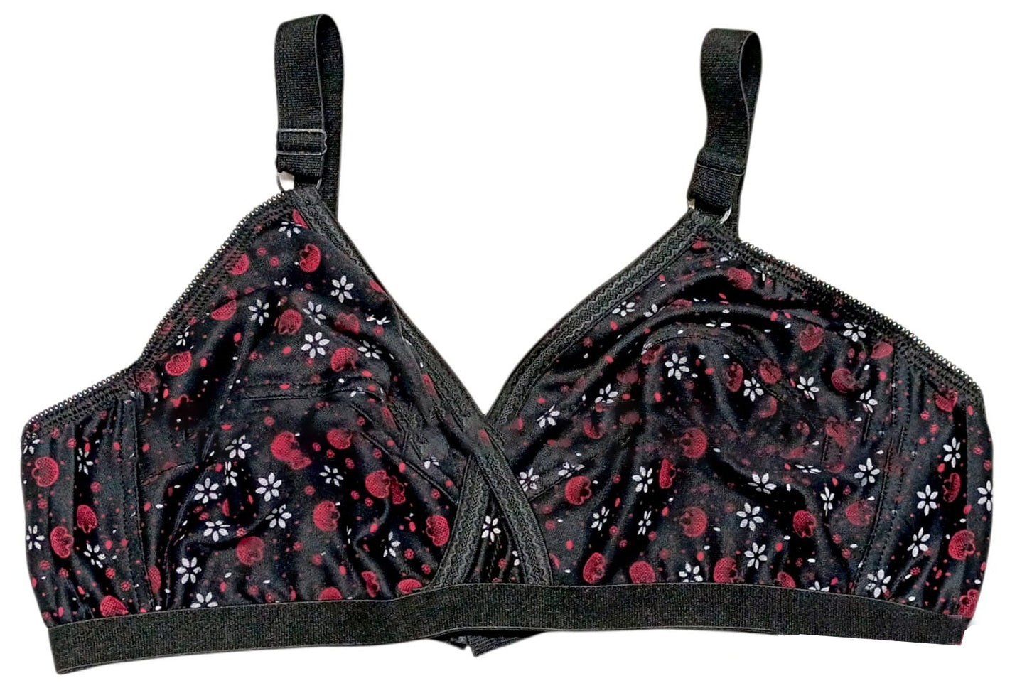 Pack Of 4 Women Ladies Girls Classy Multi Colour Jersey Printed Bra Brief Blouse Brazier Brassie - Comfortable Daily Innerwear Set (Size 32)