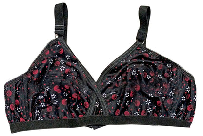 Pack Of 4 Women Ladies Girls Classy Multi Colour Jersey Printed Bra Brief Blouse Brazier Brassie - Comfortable Daily Innerwear Set (Size 32)