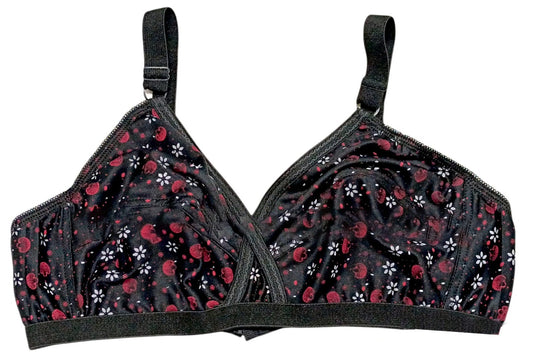 Pack Of 4 Women Ladies Girls Classy Multi Colour Jersey Printed Bra Brief Blouse Brazier Brassie - Comfortable Daily Innerwear Set (Size 32)