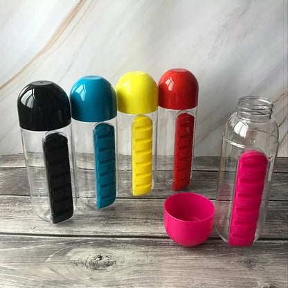 Water bottle with pill box