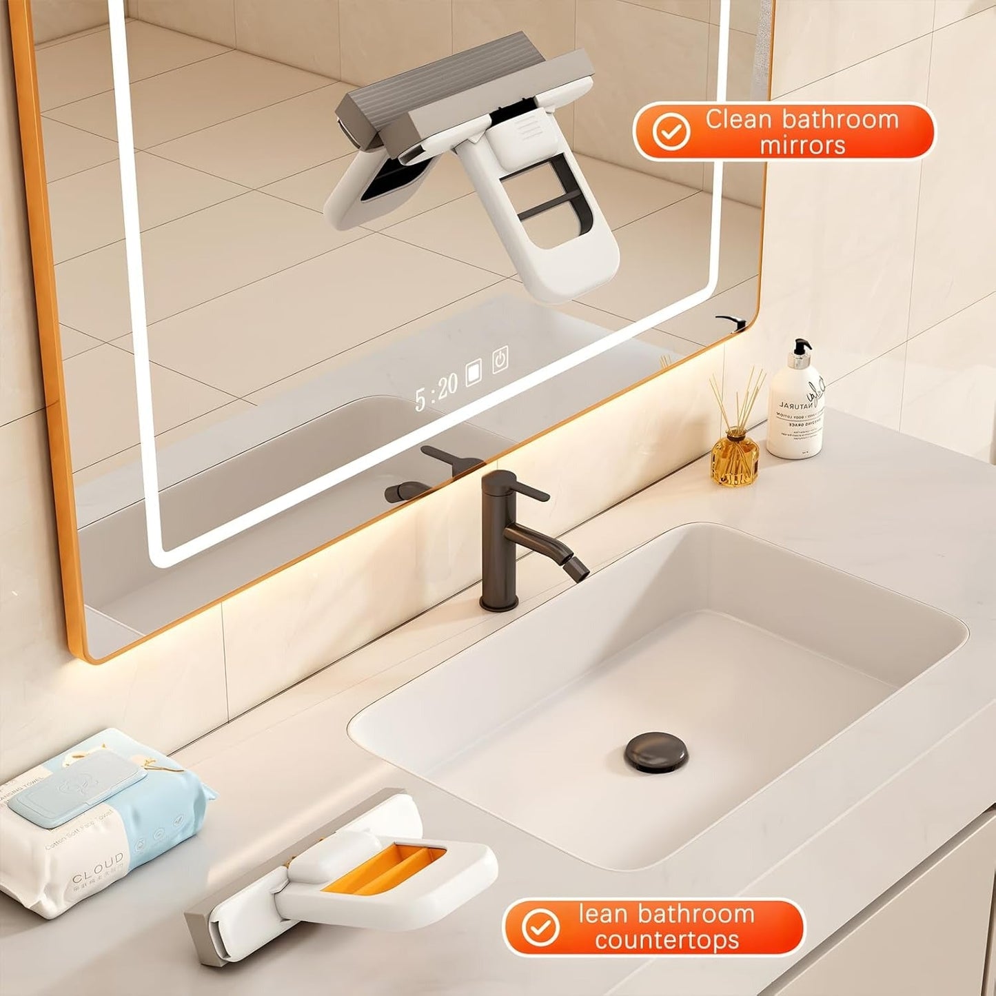Mini Foldable Desktop Mop – Portable Mini Cleaning Sponge Mop bathroom tiles, and small spaces