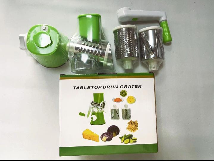 Manual 3‑in‑1 Vegetable Cutter & Drum Grater | Round Slicer | Multifunctional Kitchen Gadget