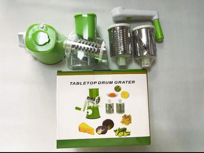 Manual 3‑in‑1 Vegetable Cutter & Drum Grater | Round Slicer | Multifunctional Kitchen Gadget