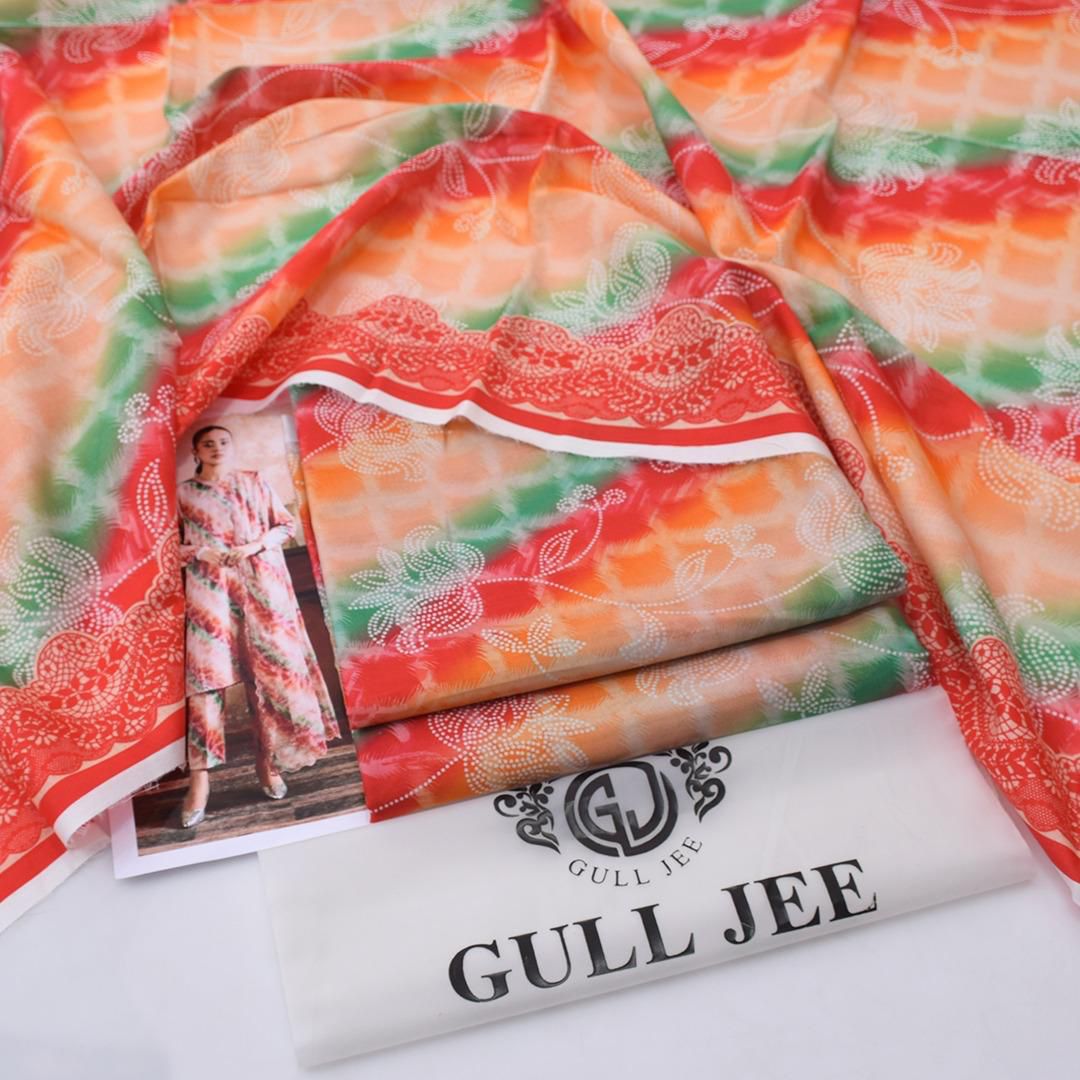 Gul Jee Printed Lawn 3pcs Suit