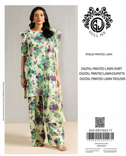 Gul Jee Printed Lawn 3pcs Suit