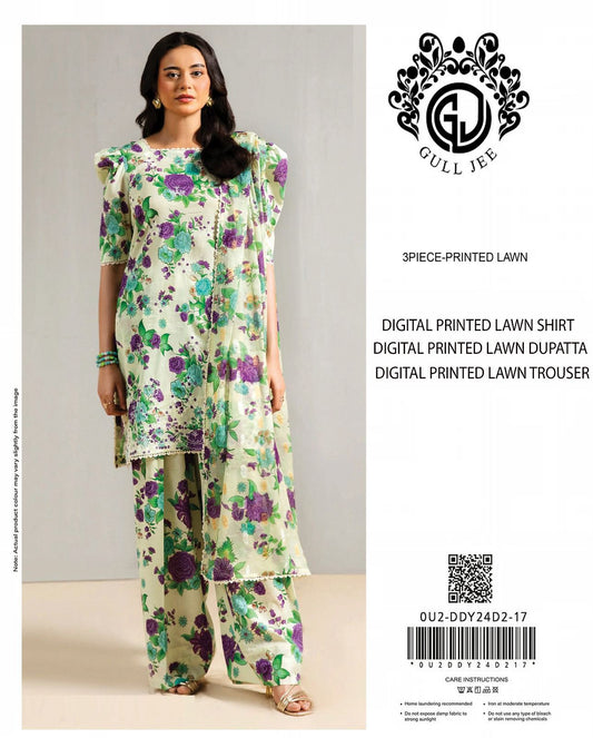 Gul Jee Printed Lawn 3pcs Suit
