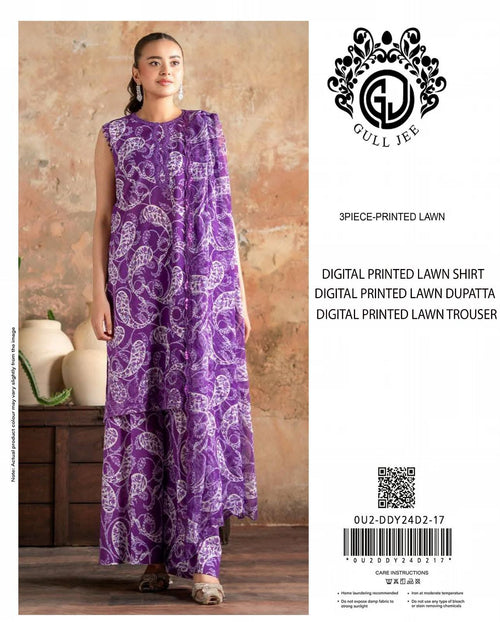 Gul Jee Printed Lawn 3pcs Suit