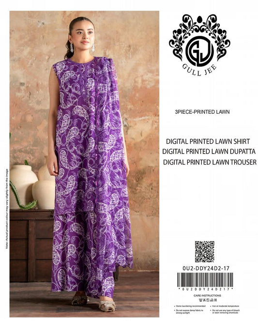 Gul Jee Printed Lawn 3pcs Suit