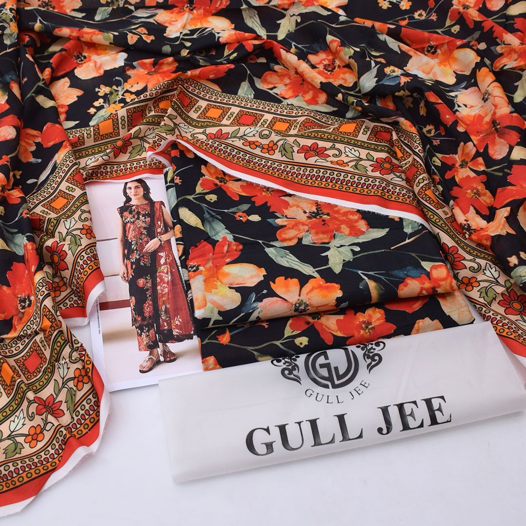 Gul Jee Printed Lawn 3pcs Suit