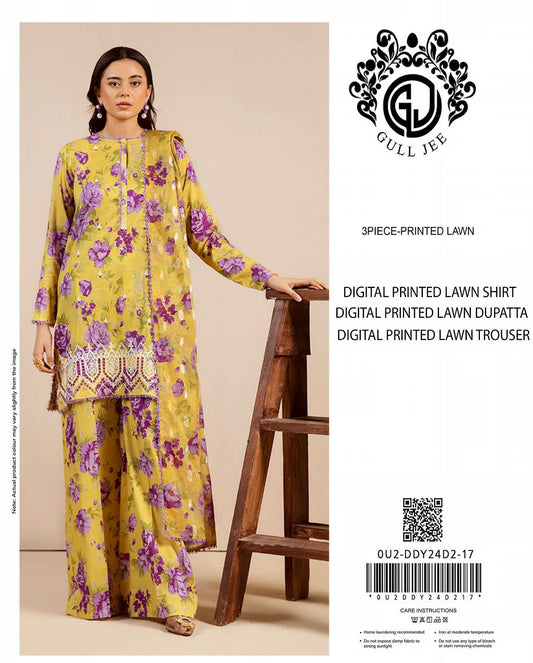 Gul Jee Printed Lawn 3pcs Suit