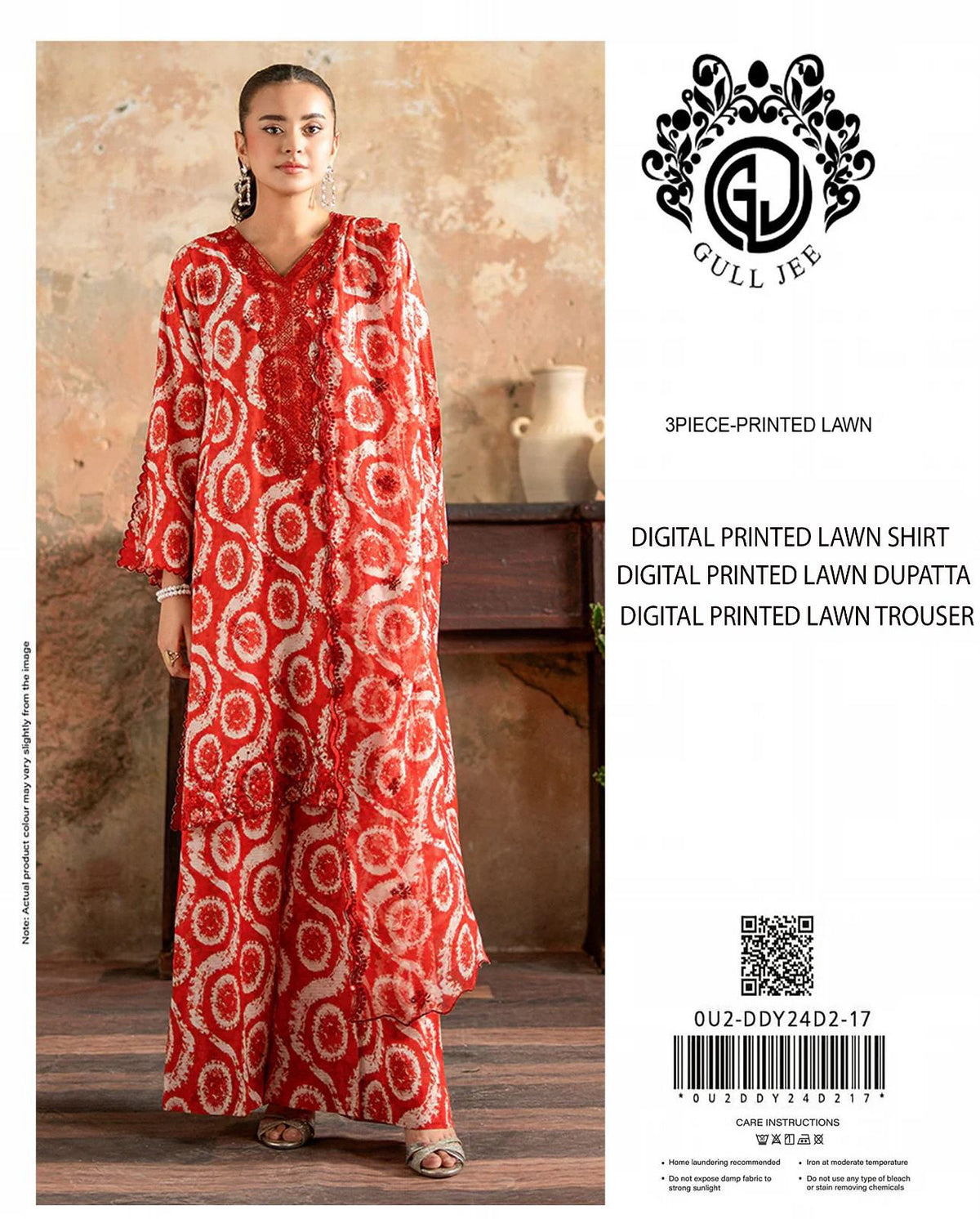 Gul Jee Printed Lawn 3pcs Suit