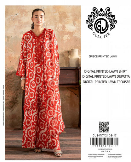Gul Jee Printed Lawn 3pcs Suit