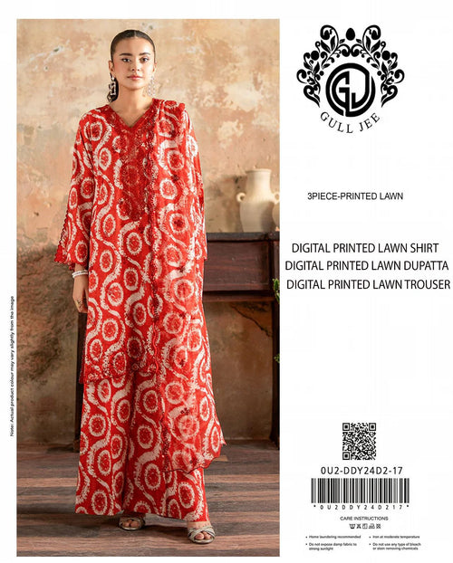 Gul Jee Printed Lawn 3pcs Suit