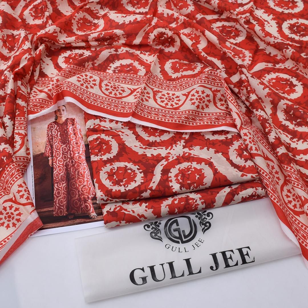 Gul Jee Printed Lawn 3pcs Suit