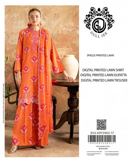 Gul Jee Printed Lawn 3pcs Suit