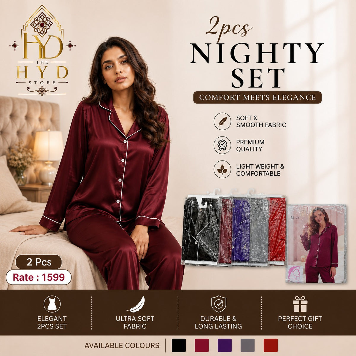 2Pcs Nighty Set