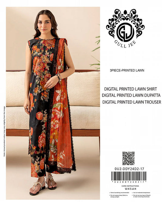 Gul Jee Printed Lawn 3pcs Suit