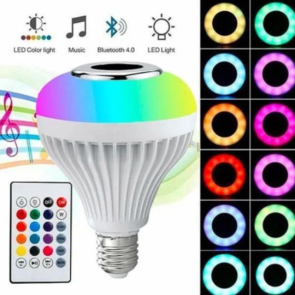 Smart LED RGB White 12W Bluetooth Speaker Bulb with Color Changing Light, Remote & App Control