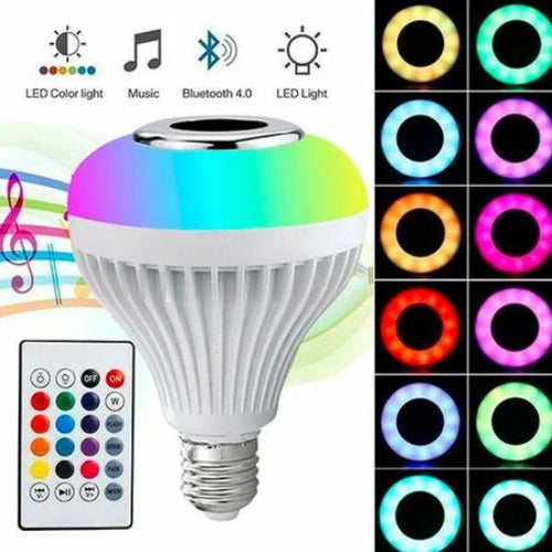 Smart LED RGB White 12W Bluetooth Speaker Bulb with Color Changing Light, Remote & App Control