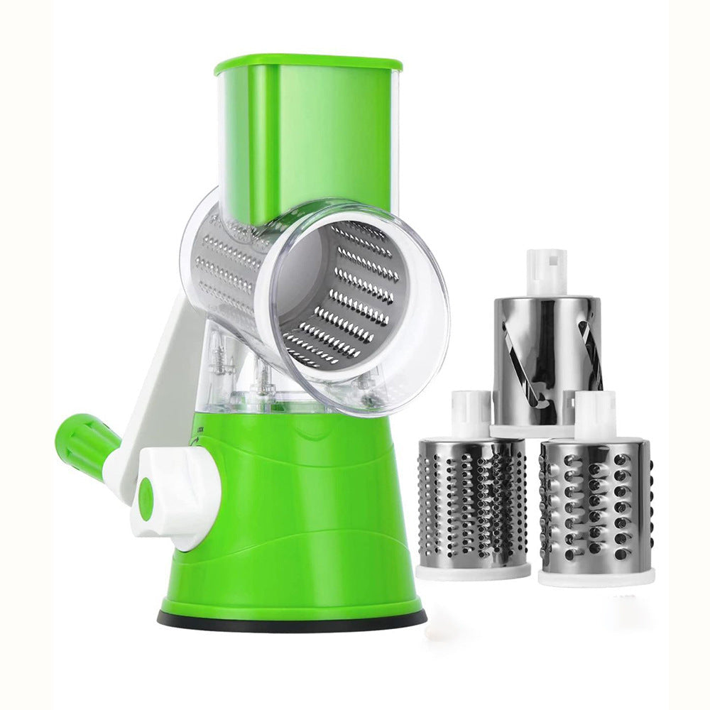 Manual 3‑in‑1 Vegetable Cutter & Drum Grater | Round Slicer | Multifunctional Kitchen Gadget