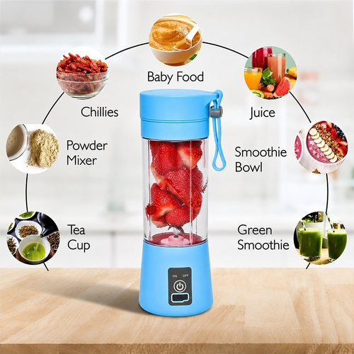 Portable Home USB Rechargeable Electric Fruit Extractor Juice Blender Machine | Mini Smoothie Maker | Personal Juicer Cup | Random Color
