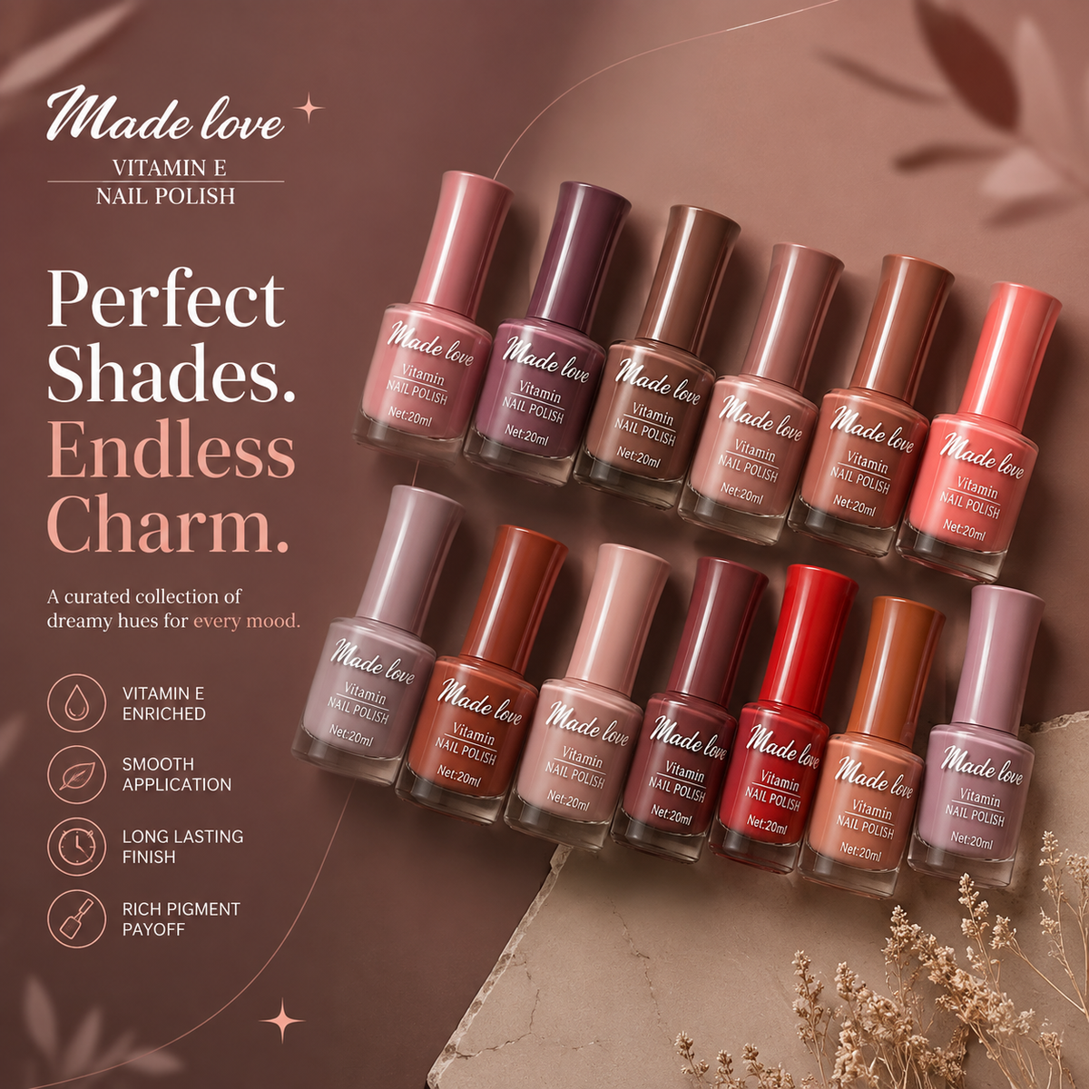 Nude Colours 12 Pcs Nail Polish Set
