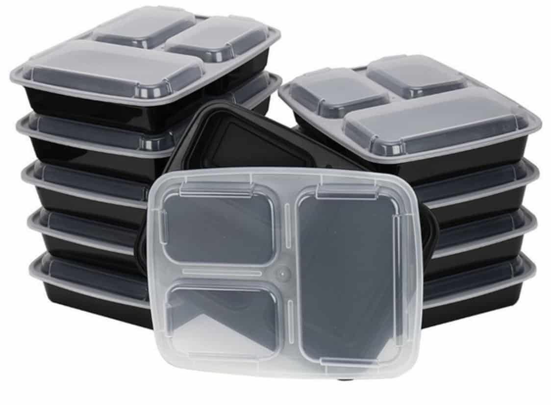 Pack of 10 - SimpleHouseware 3-Compartment Meal Prep Containers, 36 oz, Food-Grade, BPA-Free
