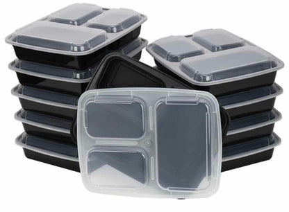 Pack of 10 - SimpleHouseware 3-Compartment Meal Prep Containers, 36 oz, Food-Grade, BPA-Free