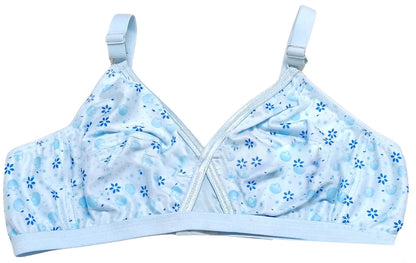 Pack Of 4 Women Ladies Girls Classy Multi Colour Jersey Printed Bra Brief Blouse Brazier Brassie - Comfortable Daily Innerwear Set (Size 32)