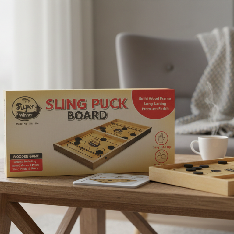 Sling Puck Board Wooden Desktop Hockey Game Fast Sling Puck Game For Kids And Adults