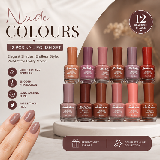Nude Colours 12 Pcs Nail Polish Set