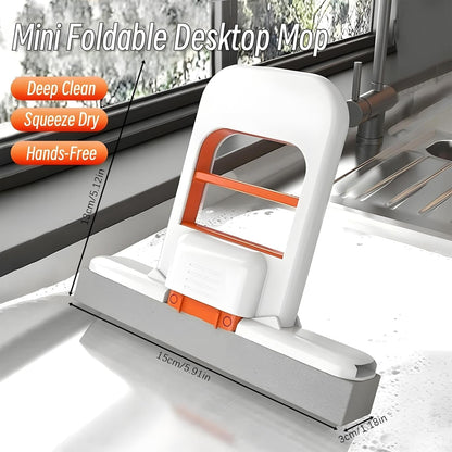Mini Foldable Desktop Mop – Portable Mini Cleaning Sponge Mop bathroom tiles, and small spaces