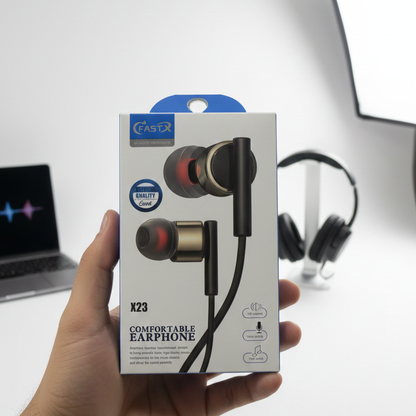 Fast X X23 Wired Earphones | Comfortable Fit | Powerful Bass | HiFi Stereo | HD Sound | Voice Calling