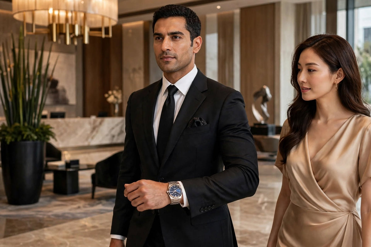 Luxury watch styled with formalwear